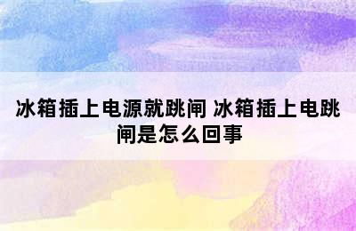 冰箱插上电源就跳闸 冰箱插上电跳闸是怎么回事